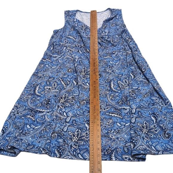 Talbots Dress Womens Plus Size 3X Blue Paisley Sleeveless V-Neck Cotton India - Picture 11 of 12